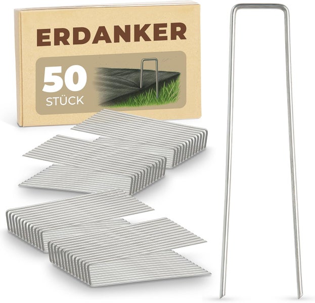 Erdanker aus Metall, 50 Stück, U-förmig zur Befestigung von Unkrautvlies und Gartenfolien.