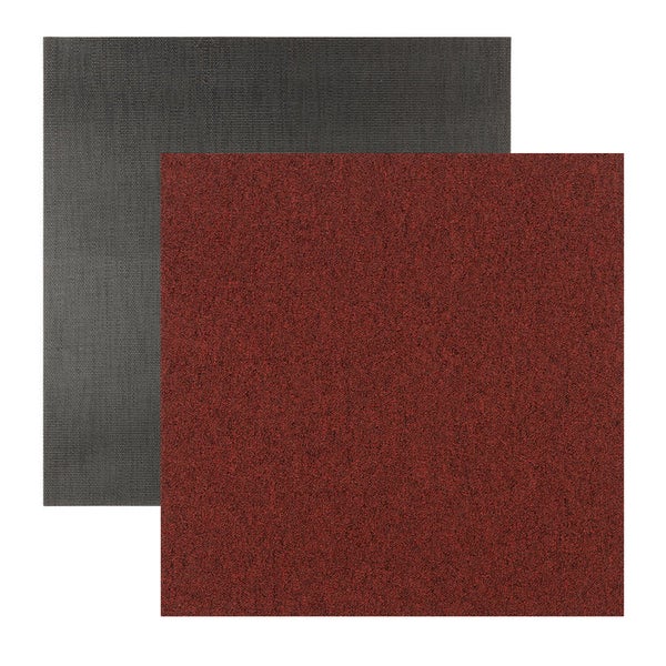 FLOORDIREKT Nylon Teppichfliese Edinburgh - 50 x 50 cm - Selbstliegend - Rot