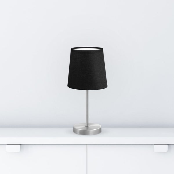 Nachttischlampe - mit Schalter, Stoff, max. 25W, E14 Fassung, schwarz