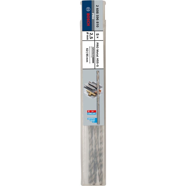 Bosch PRO Metal HSS-G Spiralbohrer 2,5 x 62 x 95 mm - 2608596810