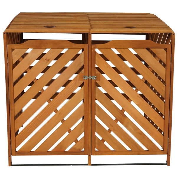 Doppel-Mülltonnenbox aus Holz mit zwei Türen