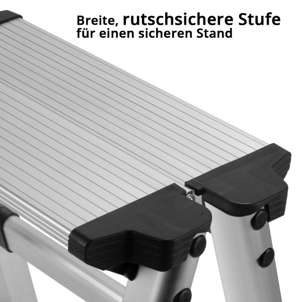 Breite rutschhemmende Stufe aus Aluminium für Leitern für sicheren Stand.