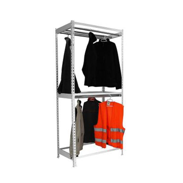 PROREGAL Kleiderstangenregal Metal Doppel HxBxT 200 x 120 x 75 cm Grau Kleiderständer Garderobe Klamottenregal Stangenregal Regal