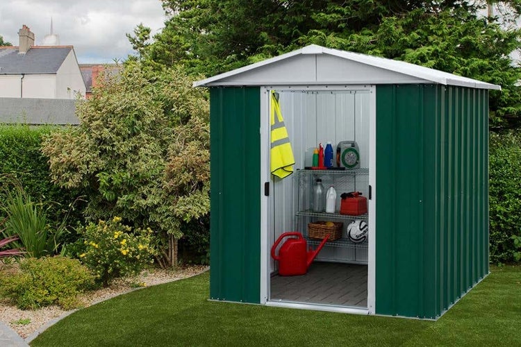 Yardmaster International YARDMASTER Gerätehaus Bayern 202x137 Gerätehaus aus Metall in Grün, Geräteschrank mit 0,3 mm Wandstärke Gartenhaus 2x1,4m