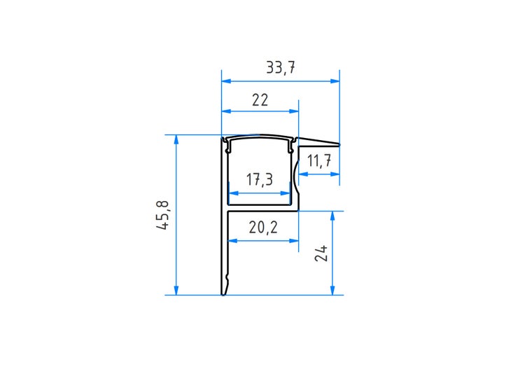 TIVENDIS Led Alu Profil 2 m AD mit Zubehör für Strip / Streifen bis 18 mm breit | Abdeckung satiniert milchig  |  Einbau Trockenbau Abschlussleiste Abschlussprofil Deckenleiste eloxiert
