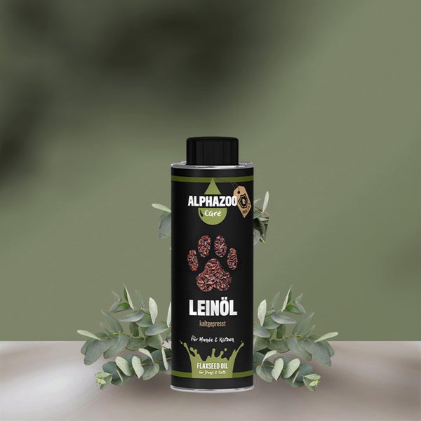 ALPHAZOO Premium Leinöl 250ml für Hunde und Katzen I Omega 3 Leinsamenöl