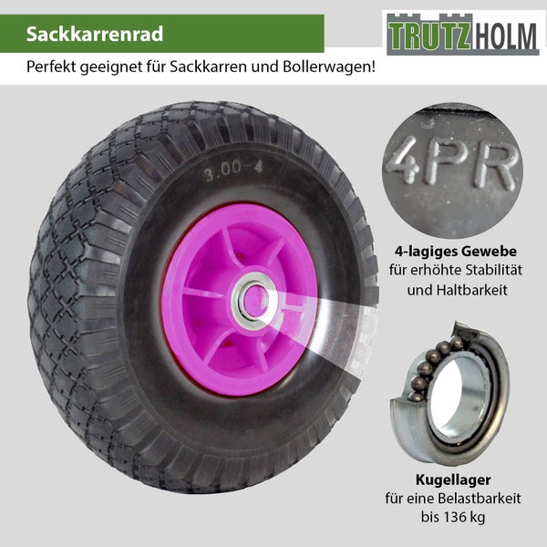 Trutzholm Schubkarrenrad mit vierlagigem Gewebe und Kugellager für eine Belastbarkeit bis 136 Kilogramm