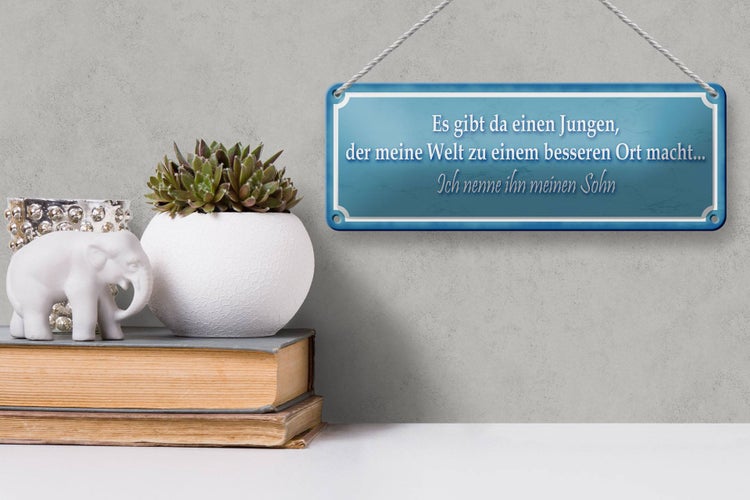 Blechschild Spruch 27x10cm Es gibt einen Jungen mein Sohn Dekoration