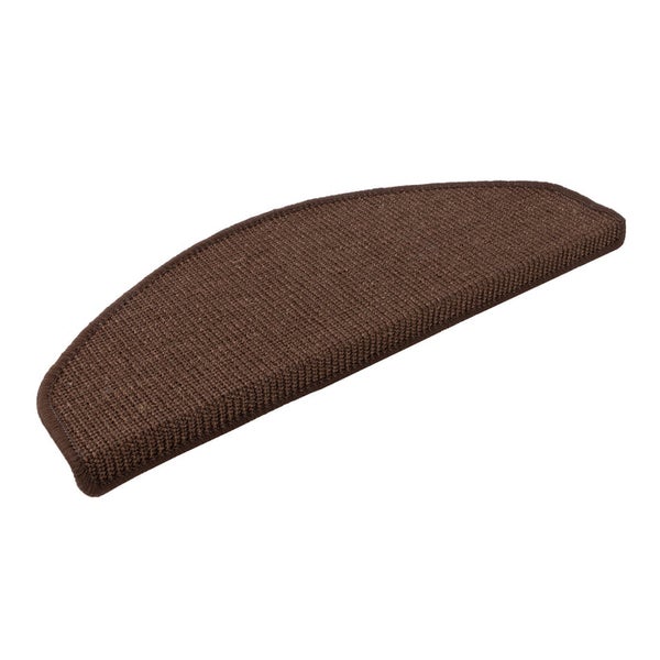 FLOORDIREKT Premium Sisal-Stufenmatte - Umkettelt & Selbstklebend - Halbrund - Dunkelbraun - 23,5 x 65 cm