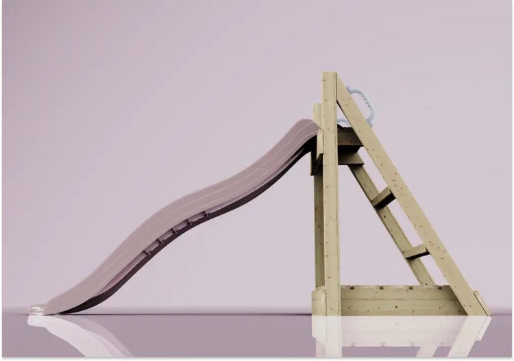 Wellenrutsche mit Holzgerüst und Leiter für den Garten.