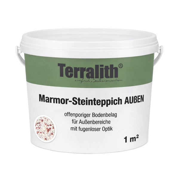 Terralith Marmor-Steinteppich für Außenbereiche, Ergiebigkeit für 1 Quadratmeter.