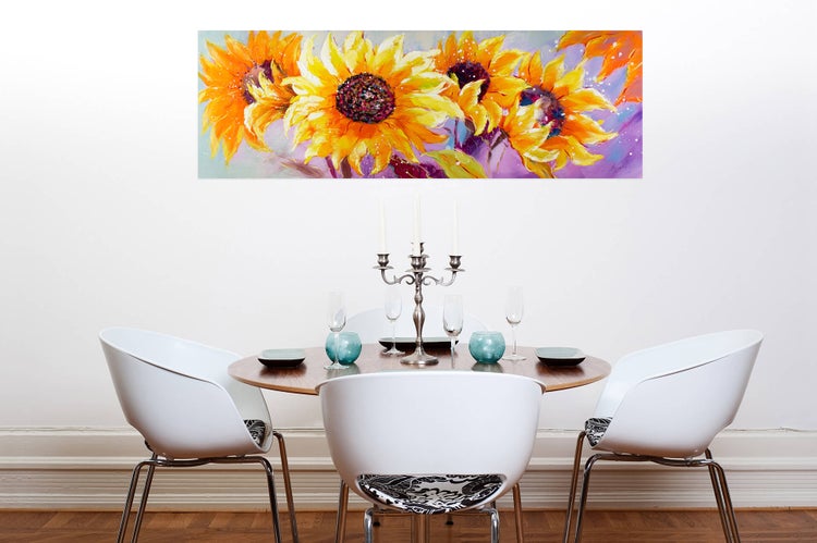Handgemaltes Gemälde Acrylfarbe 150x50cm Lila