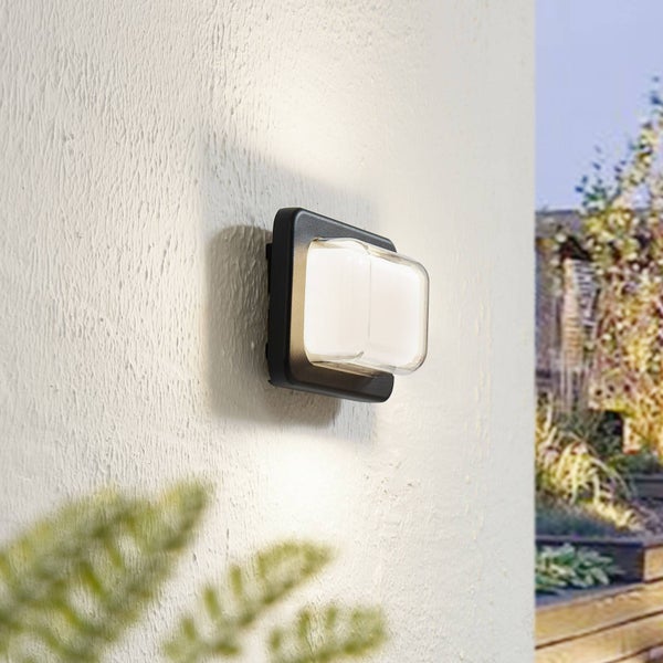 Lindby LED Wandleuchte außen Sibara (spritzwassergeschützt in Alu aus Aluminium (1 flammig, ) - Außenwandleuchten Wandlampe Led Außenlampe Outdoor für Außenwand/Hauswand Haus