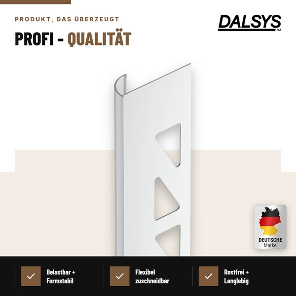 Dalsys Fliesenprofil aus Metall zur Kantenabdeckung und zum Kantenschutz von Fliesen im Innenbereich