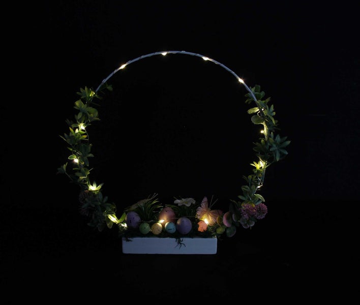 FRANK FLECHTWAREN | LED-Ring Osterwiese, KUNSTSTOFF, METALL, HOLZ, 30 x 5,5 x 30 cm