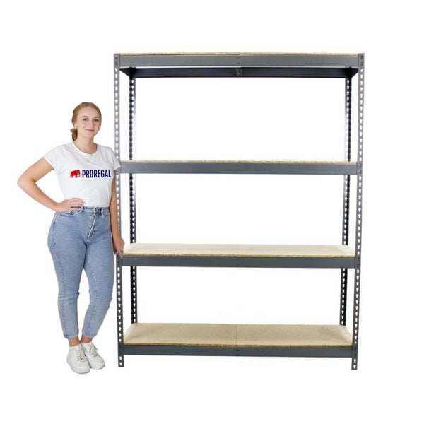 Schwerlastregal WOOD YETI FOUR | HxBxT 200x120x75cm | Fachlast 400kg | Grau