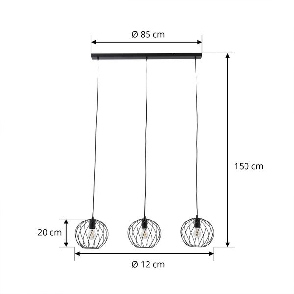Lindby Pendelleuchte Danika (Modern) in Schwarz aus Metall (3 flammig, E27) - Deckenlampe Esstischlampe Hängelampe Hängeleuchte Wohnzimmerleuchte