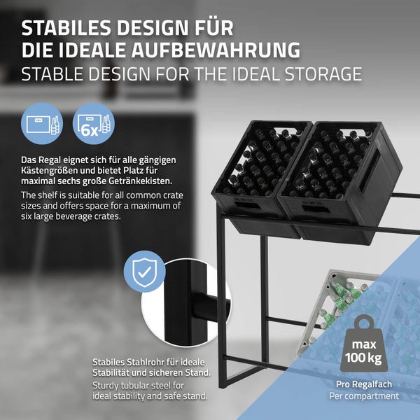 ML-Design 3er Set Getränkekistenregal für 6-8 Kisten, 104x32x82,5 cm, aus Stahl, freistehend, Standregal für Getränkekisten, Getränkeregal Kastenregal Kistenregal Bierkistenregal Getränkekistenständer