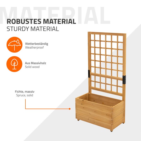 ML-Design Pflanzkasten mit Rankgitter, 67,5×139×36,5 cm, Braun, Pflanzkübel Blumenkübel mit Spalier, Gartenspalier Massivholz für Kletterpflanzen, Blumenkasten Rankkasten Hochbeet für Balkon & Garten