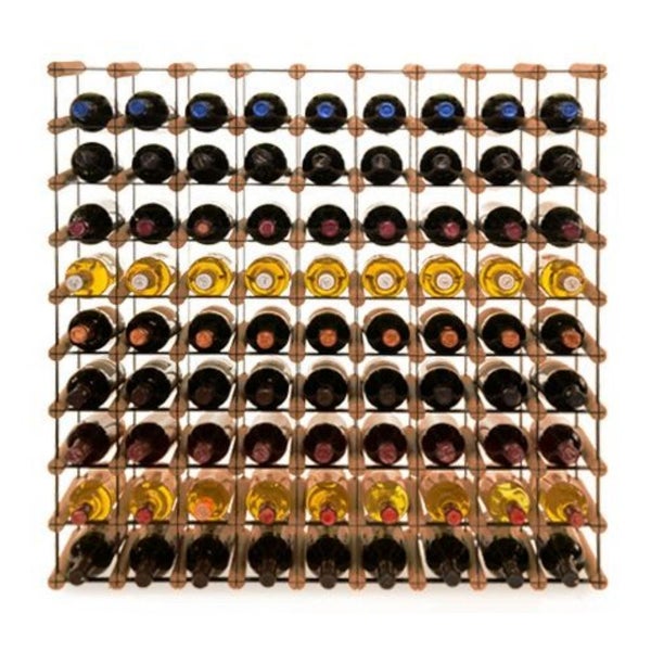 PROREGAL Modulares Weinregal Vinotega Mod Metal HxBxT 92,5 x 92,5 x 24,5 cm 9 x 9 Flaschen Massives Kiefernholz Braun Geölt
