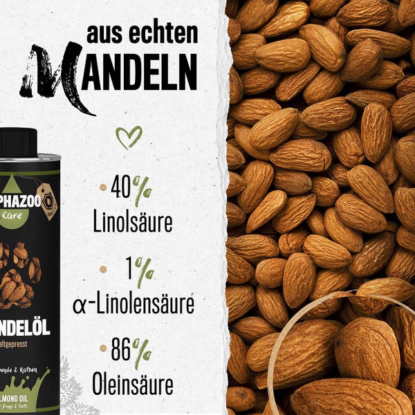 ALPHAZOO Premium Mandelöl 500ml für Hunde und Katzen