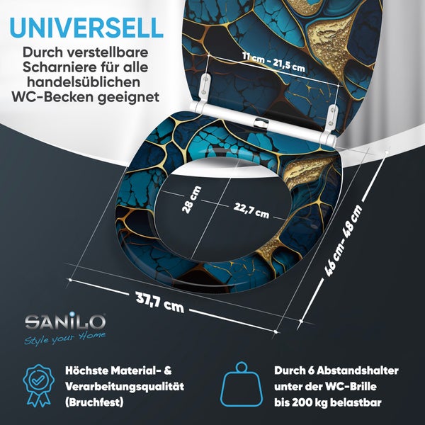 WC-Sitz mit Absenkautomatik & Top Fix Marmor Cobalt