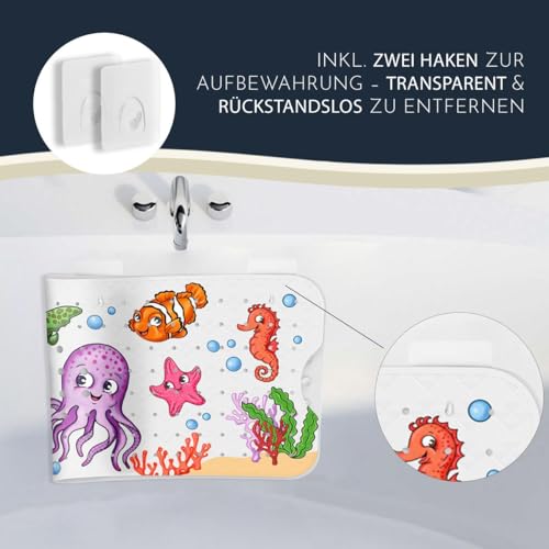 Homerella® Badewannenmatte rutschfest Kinder - 100% BPA frei Inkl. 2 Haken zum Aufhängen 100x40cm - Antirutschmatte Badewanne Baby hautsensitiv, schimmelresistent - Badematte rutschfest