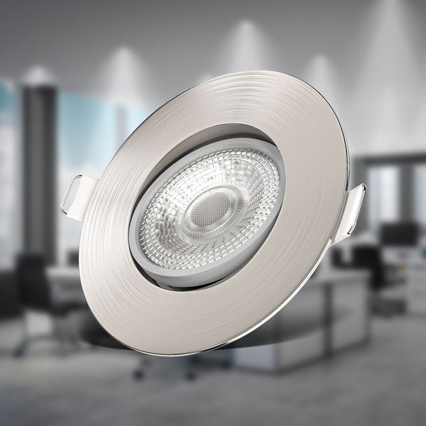 Einbaustrahler 68mm 12er Set - 230V, 4,9W, 480lm, LED, warmweiß, matt-nickel