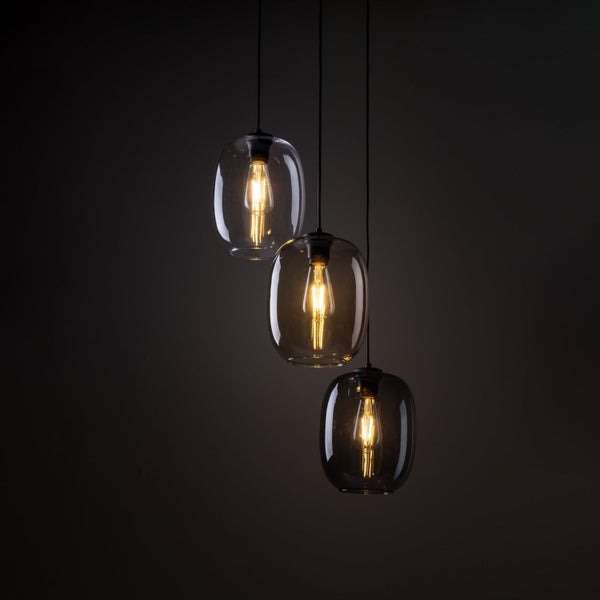 Pendelleuchte mit drei Lampen aus Glas