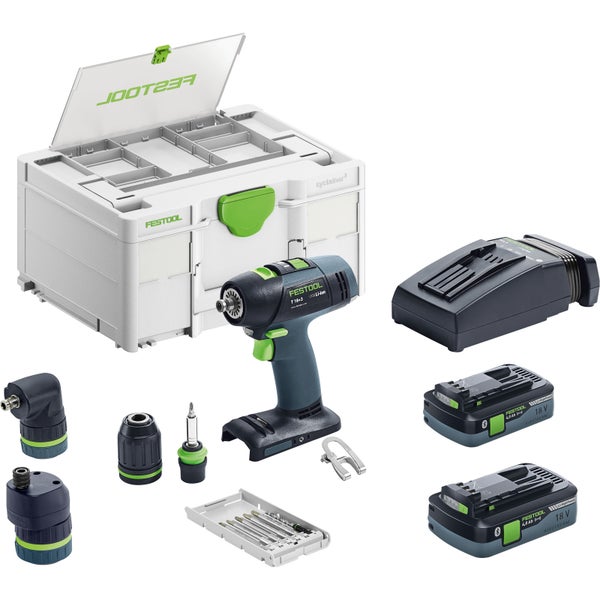 Festool Akku-Bohrschrauber T 18+3 HPC 4,0 I-Set / 2x 4,0 Ah Akku + Ladegerät + Zubehör im Systainer - 577609