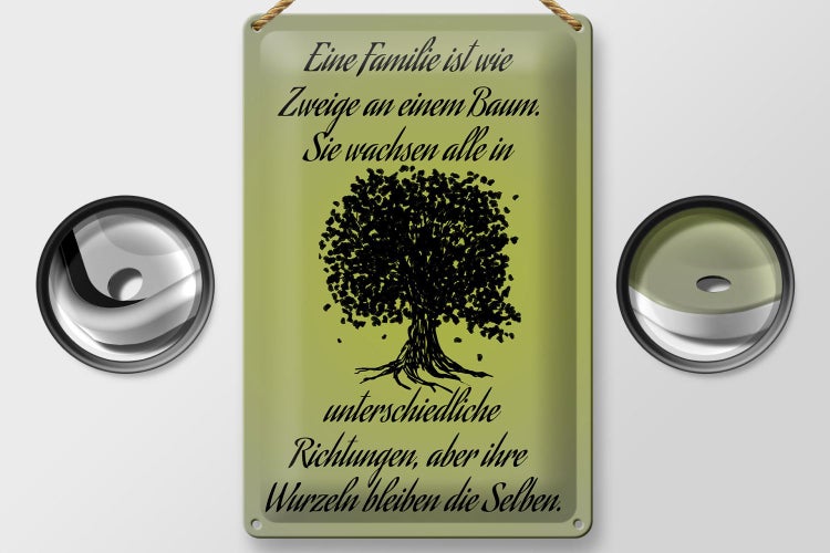Blechschild Spruch 20x30cm Familie ist wie Zweige an Baum