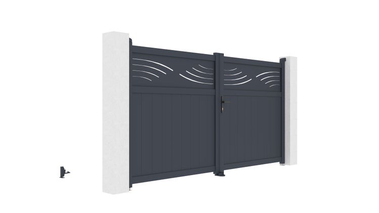 Doppelflügeltor aus Aluminium 3m HALTI 300B160 Grau
