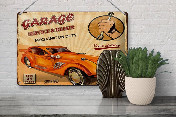 Blechschild Spruch 30x20cm Garage Service mechanic on duty
