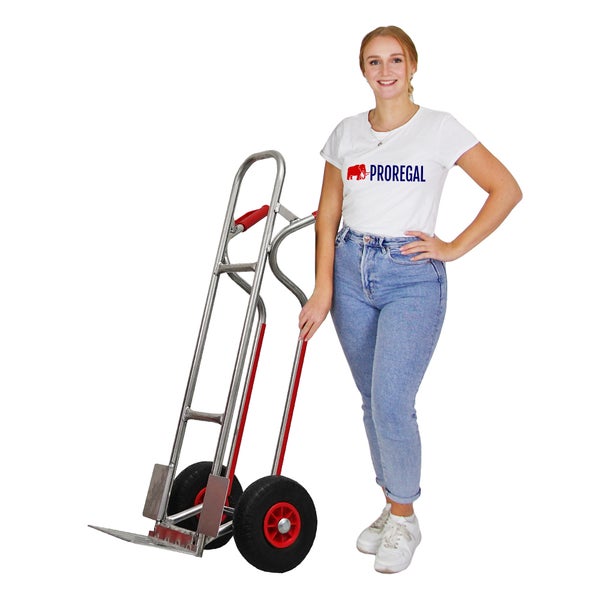 PROREGAL Sackkarre RAGNAR klappbarer Schaufel | HxBxT 117x60x52cm | Tragkraft 250kg | Pannensichere Räder | Aluminium