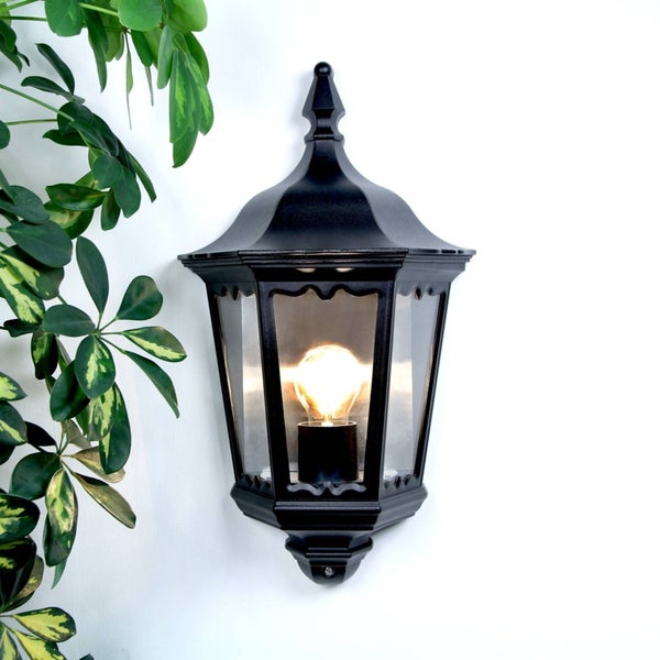 Lindby Wandleuchte außen Lieva (spritzwassergeschützt (Retro, Vintage Antik) in Schwarz aus Aluminium (1 flammig E27) - Außenwandleuchten Wandlampe Led Außenlampe Outdoor für