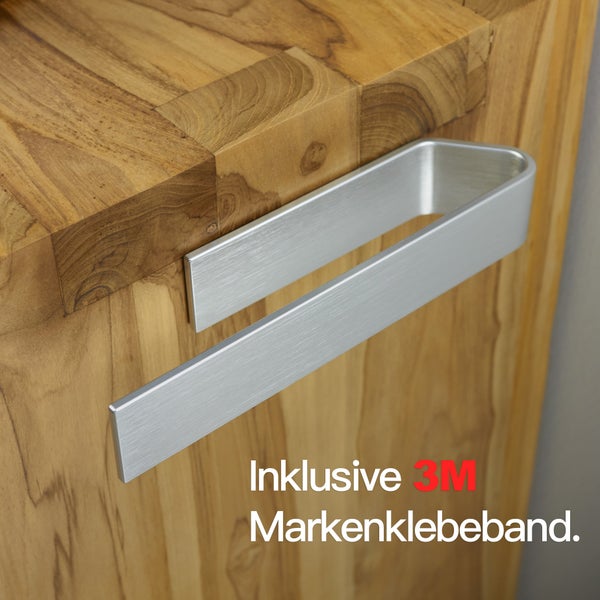 Designfabrik Hamburg Moderner Handtuchhalter ohne Bohren Silber Gebürstet 22cm