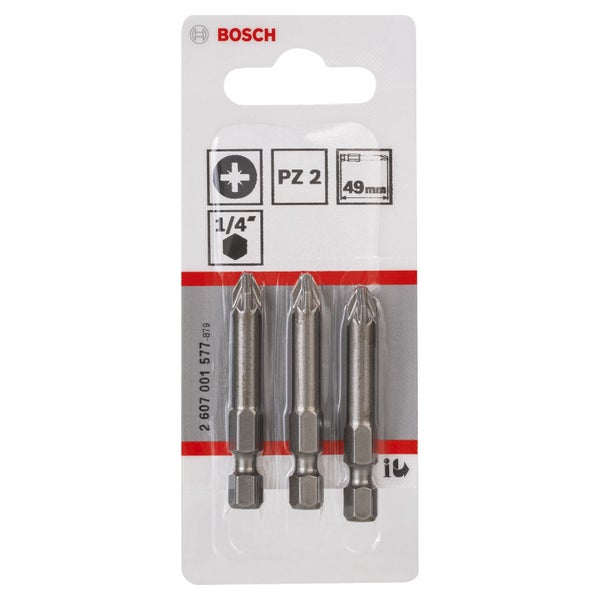 Bosch 3x Schrauberbit Extra-Hart, PZ 2, 49 mm - 2607001577