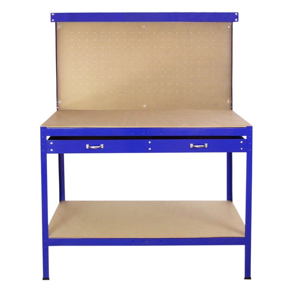 Werkbank mit Stecktafel und Schublade Blau