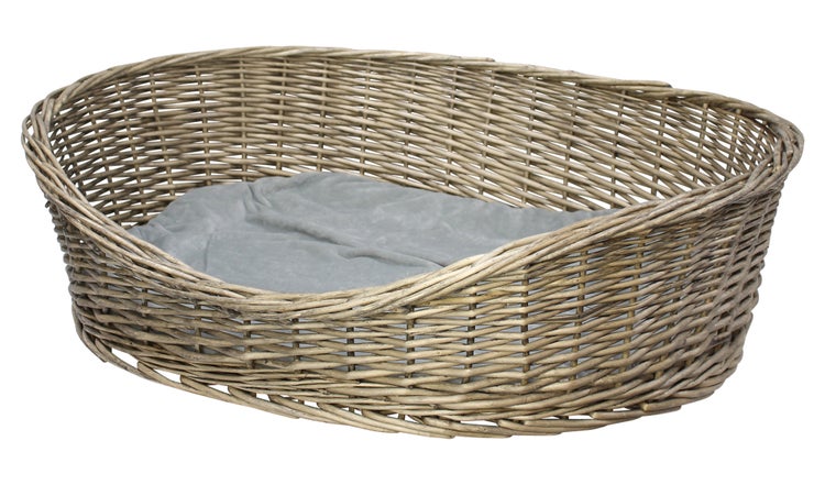 Weidenkorb Hundebett mit Kissen