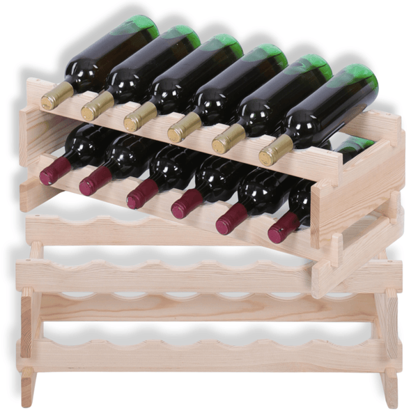 Weinregal VINOTECA FLEX PRO HxBxT 23x65x28cm 12 Flaschen auf 2 Ebenen Massives Kiefernholz Natur unbehandelt