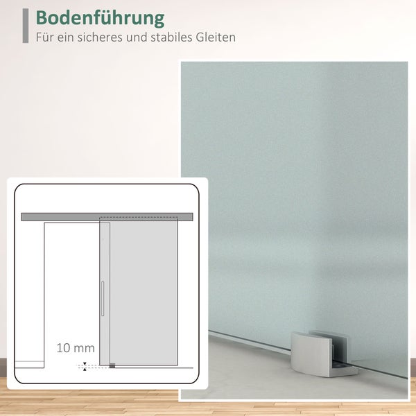 HOMCOM Glasschiebetür Schiebetür Tür Zimmertür mit Griffstange einseitig satiniert 102,5 x 205cm