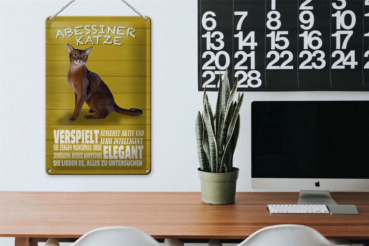 Blechschild Spruch 20x30cm Abyssiner Katze verspielt