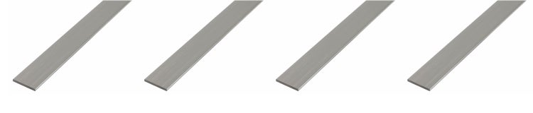 Vier flache Metallleisten in gerader Ausführung