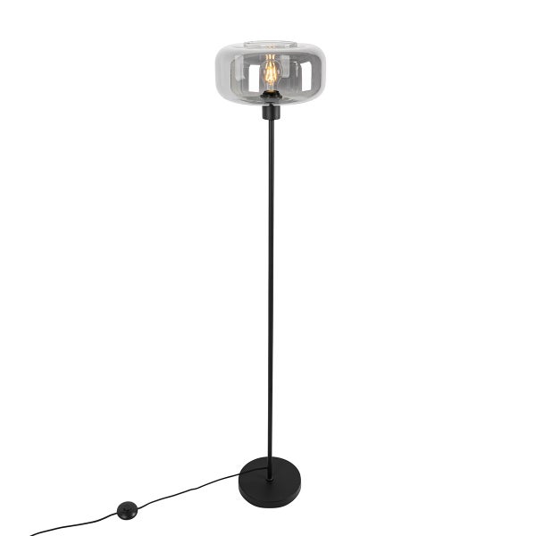 Stehleuchte mit Glasschirm und Fußschalter