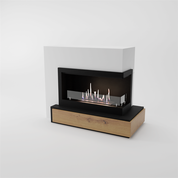 GLOW FIRE Ethanol Kamin 'Narvik Rechts' | Ethanolofen in weiß mit 3 Std. Brenndauer und 2 KW Heizleistung | BxHxT: 100x89,7x51,5 cm