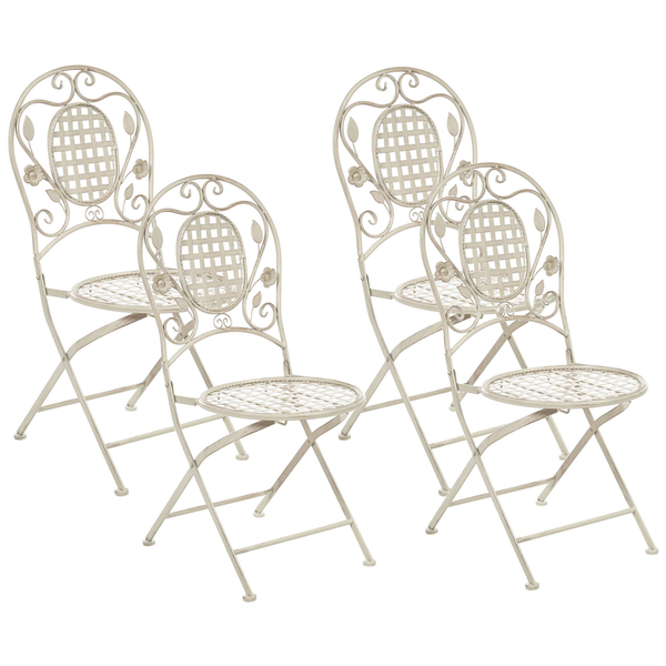 Gartenstuhl 4er Set BIVIO klappbar Metall Cremeweiß