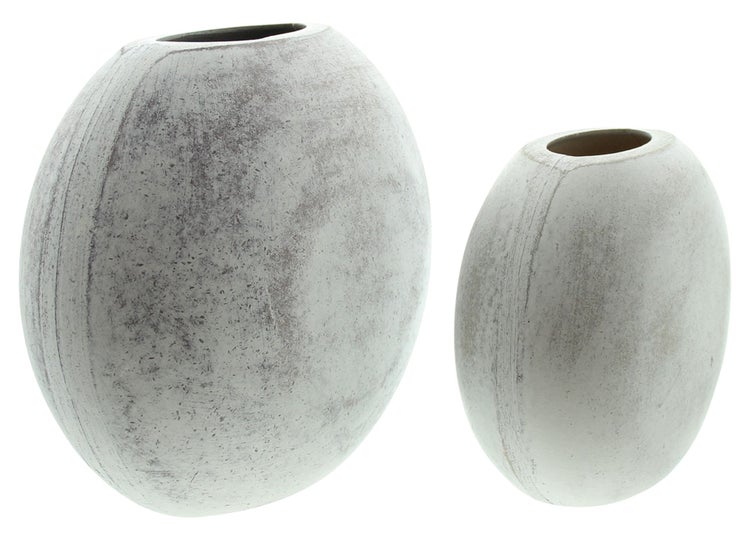 FRANK FLECHTWAREN | Dekovase White, 2er Set, MDF, 14 x 8 x 13 cm, 18,5 x 10 x 17 cm