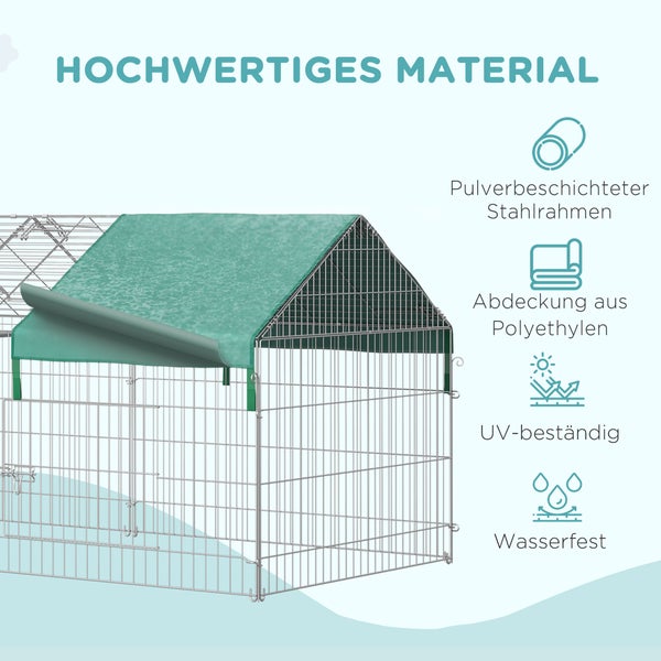 PawHut Freigehege, Kleintiergehege, 220 x 103 x 103 cm, Stahl, Grün