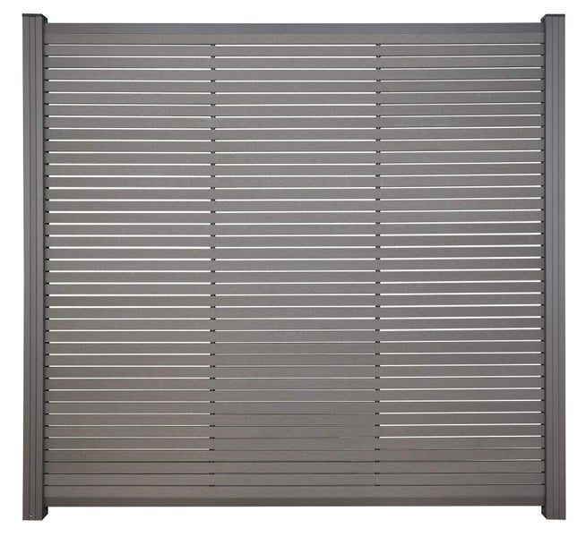 GartenLand WPC Zaun Air Gap ca. 180 x 180 cm Sichtschutz Steckzaun Schiefergrau Aluminium Anthrazit Ohne Pfosten