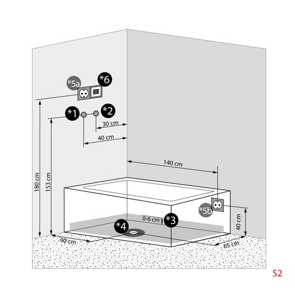 Dusche Wanne Kombination K05-R32-EC  90x180